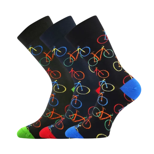 Ponožky unisex obrázkové DEBIKE s obrázky barevných kol (3 páry)